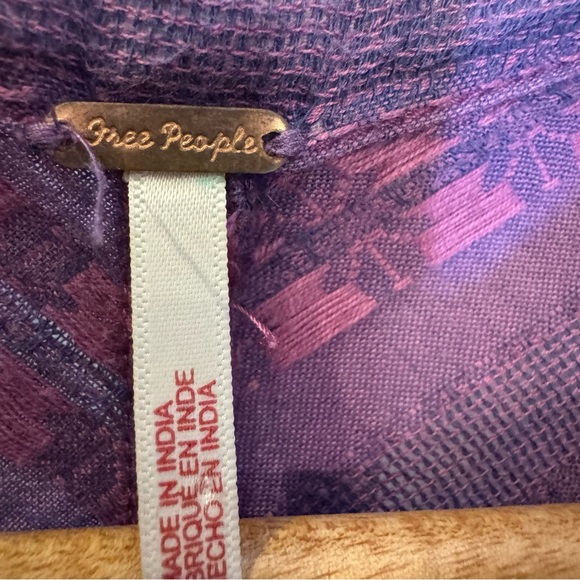 Free People Rodeo Midi Dress Purple Floral Button Front Size M - Picture 7 of 11